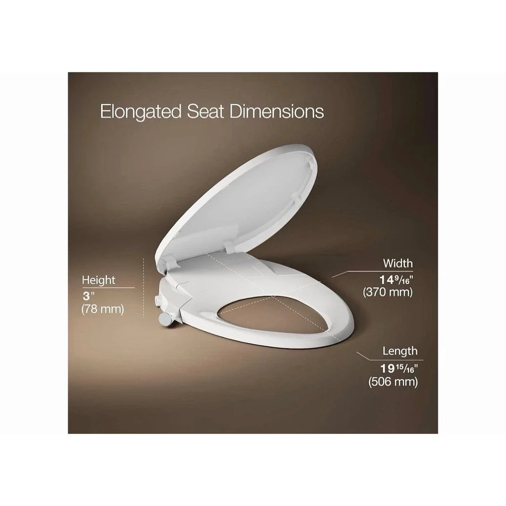 Kohler PureWash M300 Manual Elongated White Bidet Toilet Seat, Chrome Handle